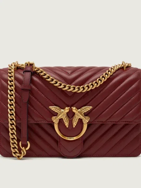 Pinko De piele geantă pe umăr LOVE ONE CLASSIC bordo