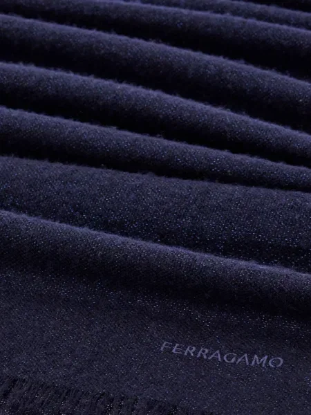 Fular Ferragamo cu broderie albastru