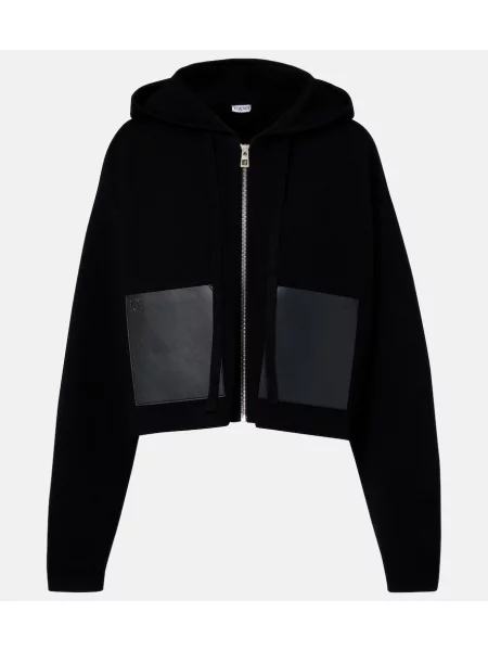 Hanorac cu glugă Loewe din piele negru