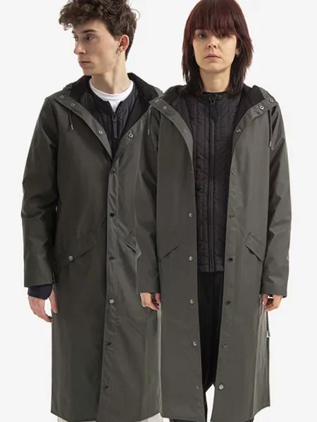 Rains kurtka przeciwdeszczowa Longer Jacket przejściowa zielony