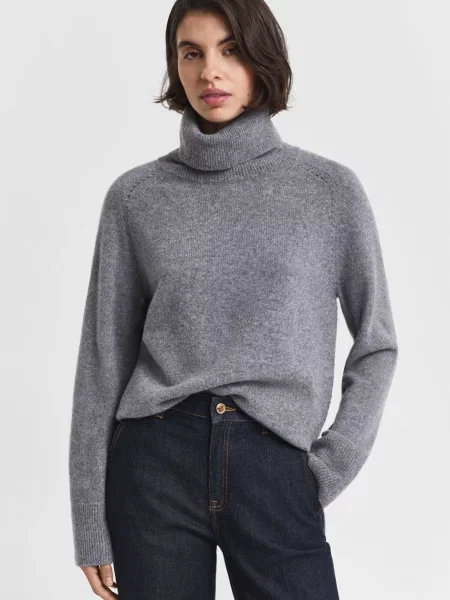 Вовняна водолазка водолазка Gant без кісточок сіра