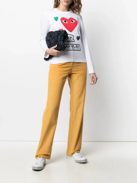 Ilgas marškinėliai Comme Des Garçons Play balta
