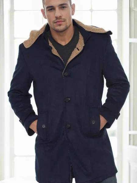 Plašč Dewberry iz semiša modra