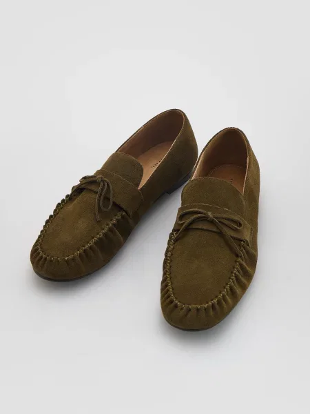 Кожаные мокасины Reserved зеленые