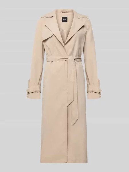 Trencz z kołnierzem z połami i wiązanym paskiem Zero