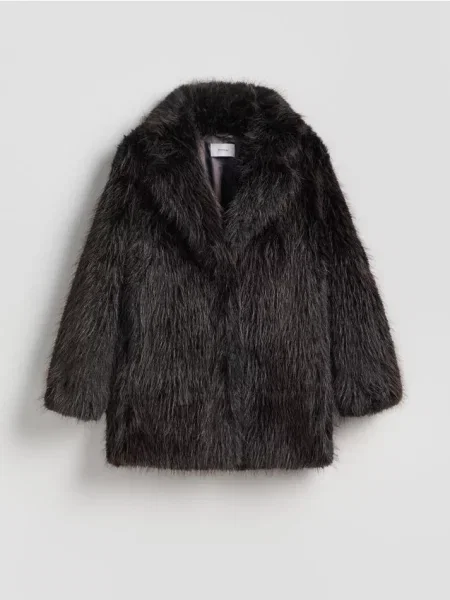 Reserved Куртка зі штучного хутра темно коричневий