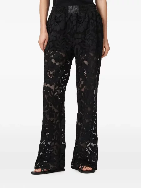 Pantaloni Allsaints din dantelă negru