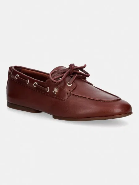 Tommy Hilfiger mokasíny dámske kožené TH SLEEK LEATHER BOAT SHOE
