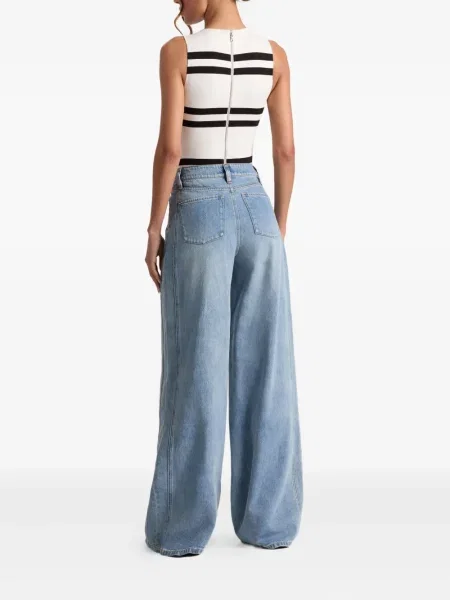 Body Alice + Olivia fără mâneci cu dungi alb