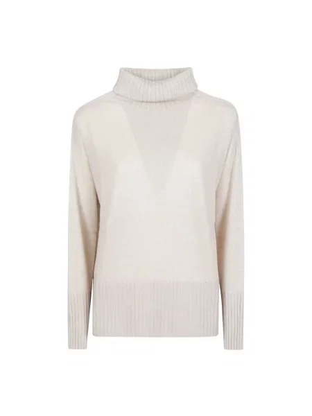 Sweter z golfem Aragona z kaszmiru beżowy
