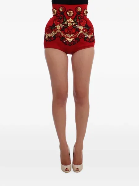 Pantaloni scurți Dolce & Gabbana cu model floral roșu