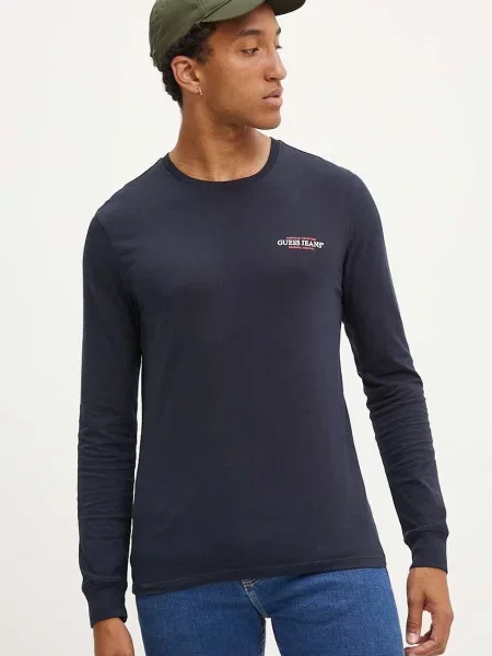 Guess Jeans majica dugih rukava za muškarce od pamuka plava