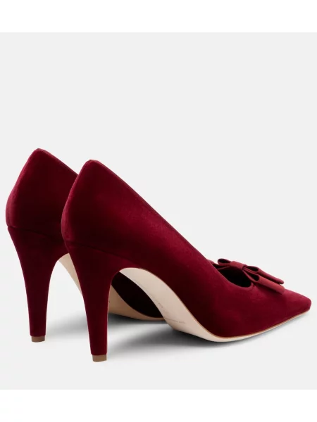 Pantofi cu toc Manolo Blahnik de catifea roșu