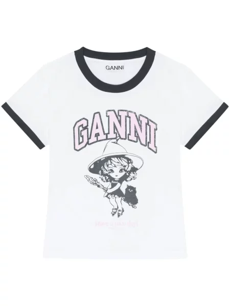 Tricou Ganni cu imagine alb