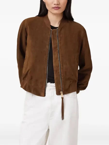 Geanta de piele Allsaints maro