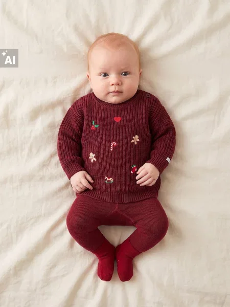 Sinsay svetr s vánočním motivem burgundy