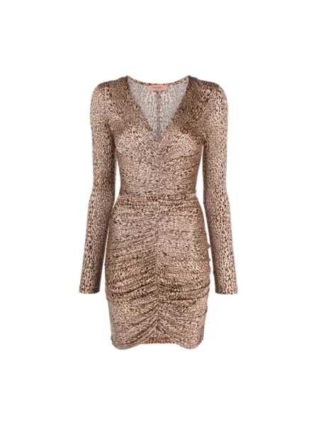 Mała mały sukienka mini Twinset z nadrukiem zwierzęcym brązowa