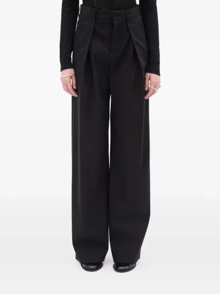Pantaloni Ann Demeulemeester din țesătură twill negru