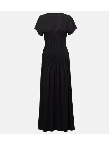 Rochie maxi Toteme din jerseu plisată de costum negru