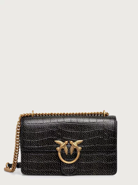 Pinko De piele geantă pe umăr Love One Classic Light Dc. negru