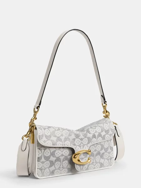 Coach torebka crossbody jeansowa Soft Crystal Denim Tabby Shoulder Bag 26 biała
