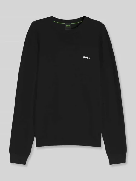 BOSS Green sweter z dodatkiem wełny lekki czarny