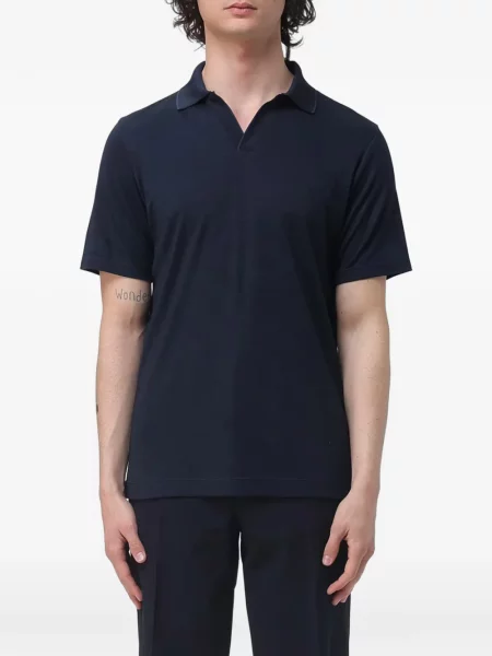 Tricou polo Paul & Shark cu decolteu în V albastru