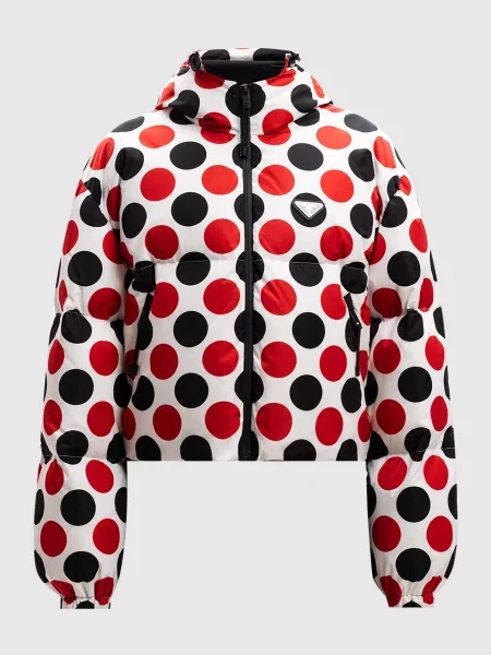 Пуховик Prada в горошек белый