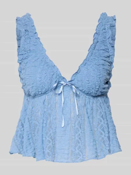 Top Gina Tricot koronkowy niebieski