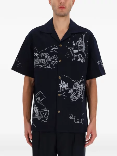 Cămașă Drole De Monsieur cu broderie albastru