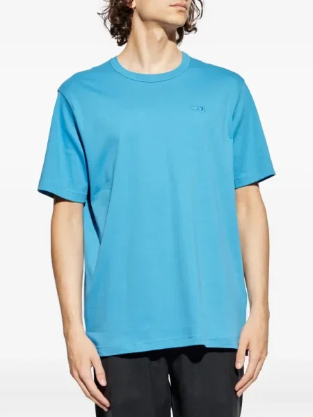 Tricou Diesel cu broderie cu crăpătură albastru