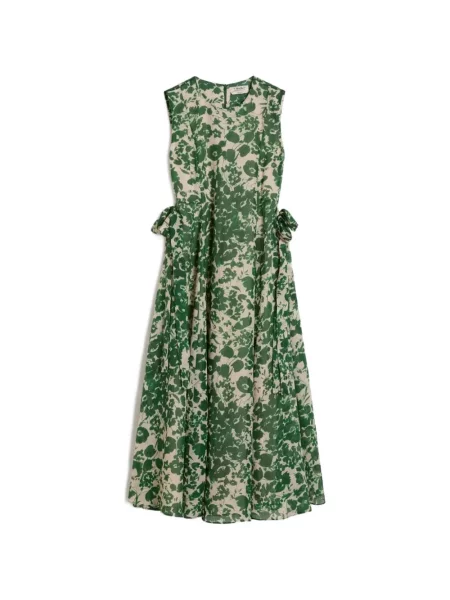 Sukienka midi S Max Mara w kwiatki do kolan garniturowa zielona