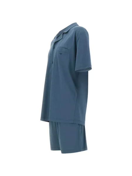 Пижама Emporio Armani от джърси с автограф синьо