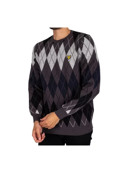 Sweter Lyle & Scott wełniany z wzorem argyle szary