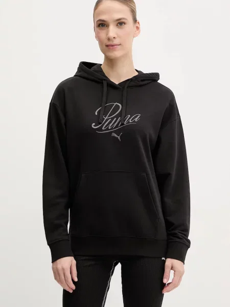 Суичър с качулка Puma с качулка с апликация черно