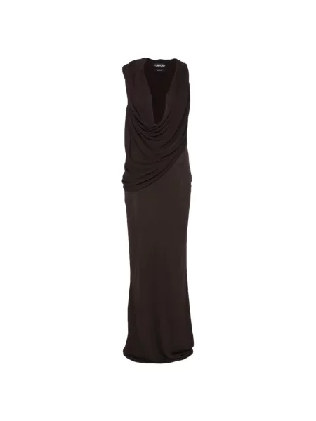 Drapírozott maxi ruha Tom Ford barna