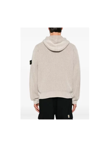 Bluza rozpinana Stone Island wełniana z kamieniami beżowa