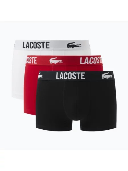 Boxeri pentru bărbați Lacoste 3 pack black/red/white alb