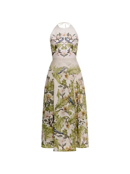 Rochie midi Agua By Agua Bendita cu broderie verde