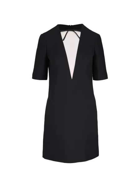 Rochie mini Valentino Garavani cu decolteu în V din crep de costum negru
