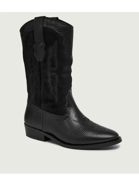 Zadig&Voltaire De piele cizme cowboy Western Wild | piele întoarsă negru