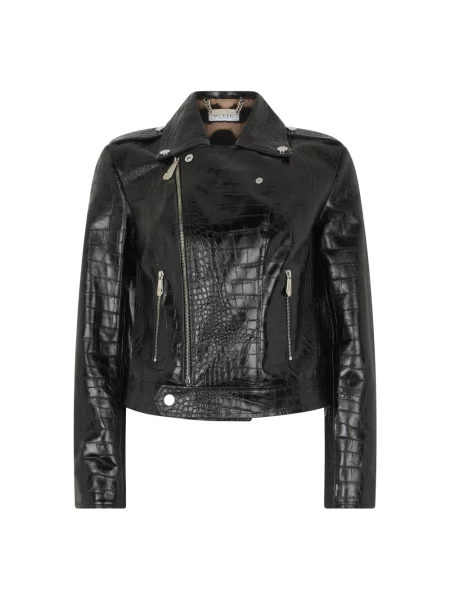 Kurtka skórzana Philipp Plein biker czarna