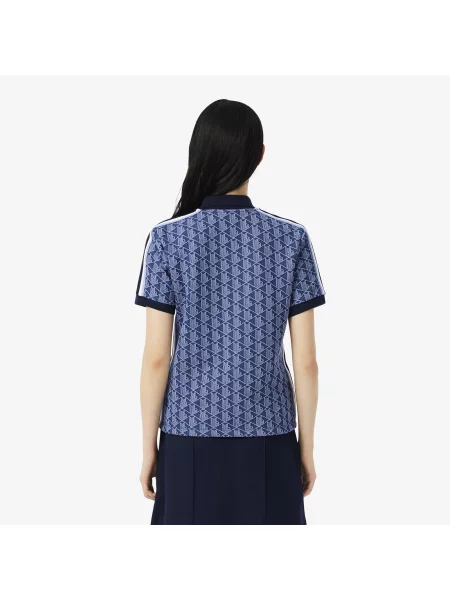 Lacoste Koszulka Polo O Dopasowanym Kroju Z Żakardowym Monogramem niebieska