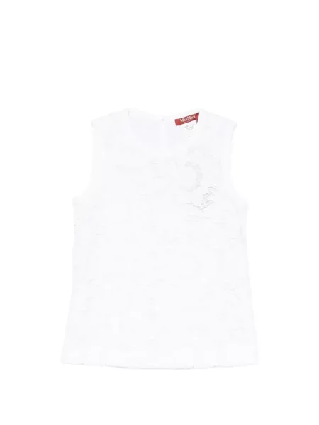 Bluză Max Mara fără mâneci cu model floral din dantelă alb
