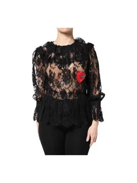 Bluzka Dolce And Gabbana koronkowa czarna