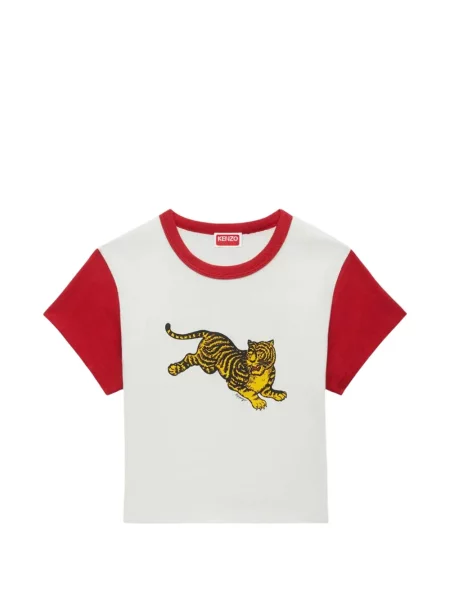 Decupat tricou Kenzo cu dungi de tigru alb