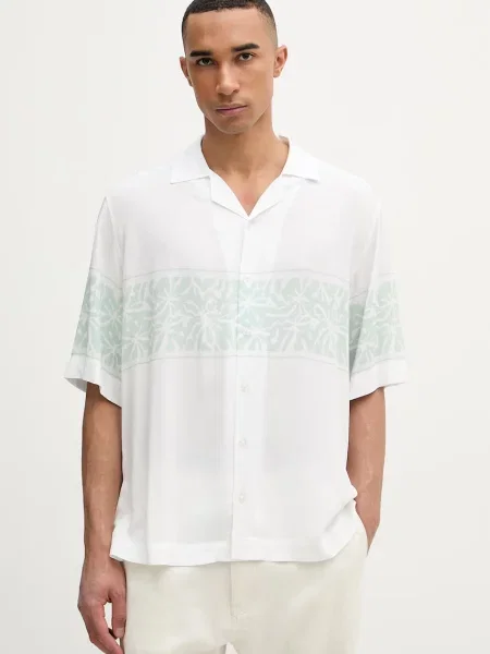 BOSS Orange cămașă pentru bărbați cu vâscoză bej