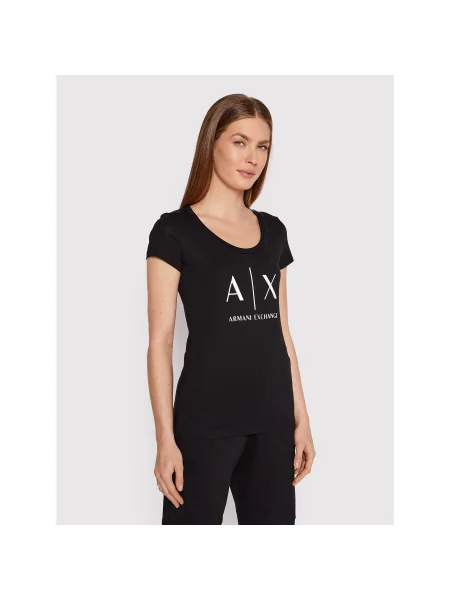 Armani Exchange T-Shirt Regular Fit μαύρο