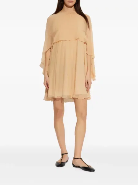 Rochie mini Chloé de mătase cu volane