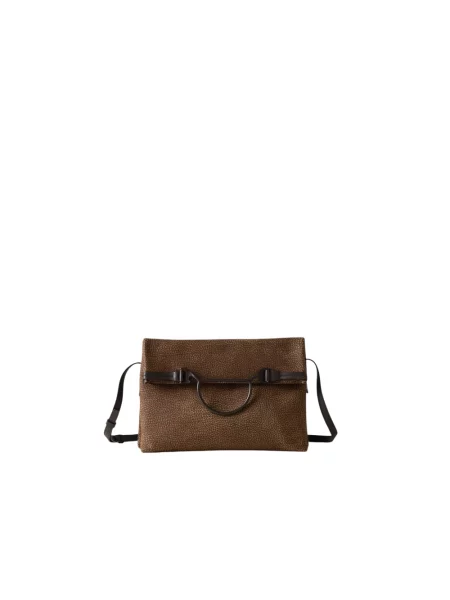 Torebka crossbody Borbonese skórzana brązowa